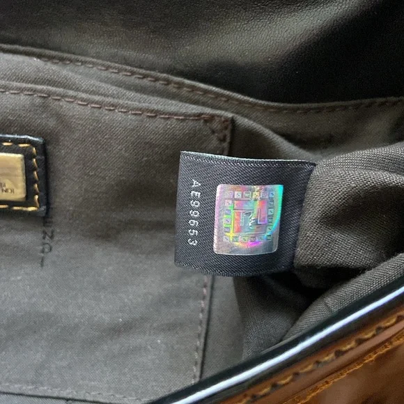 Fendi B Bag Purse in Black Patent Leather with Orange Contrast Top Stitching - Picture 11 of 16